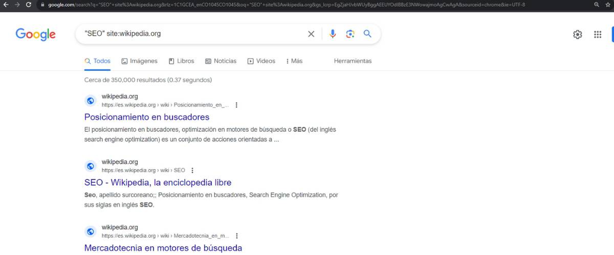 pantallazo de operador de google busqueda de sitio especifico